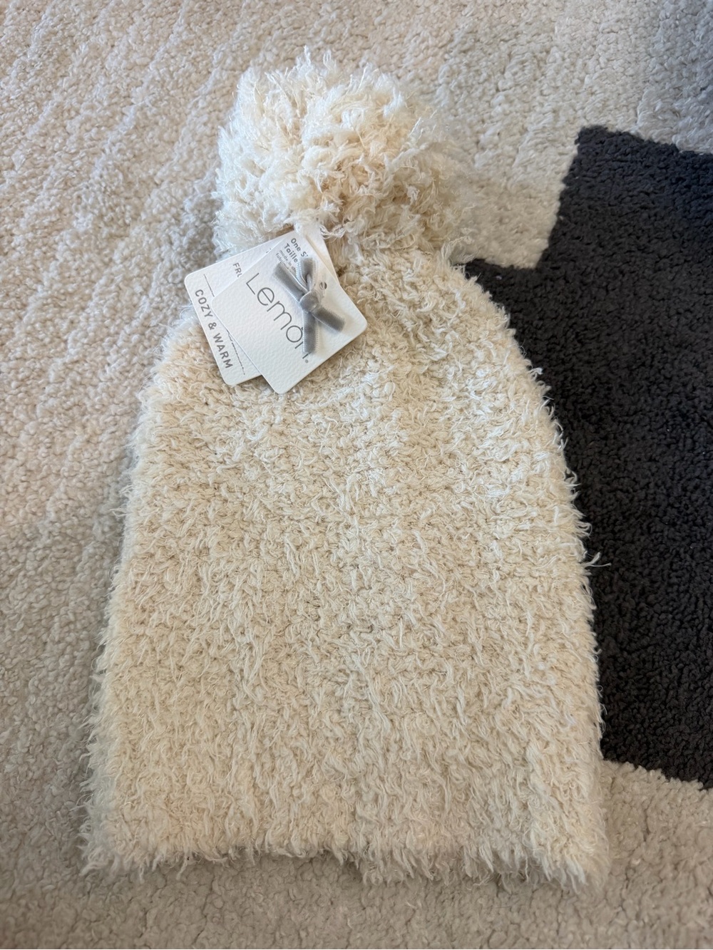 Fuzzy pom-pom beanie